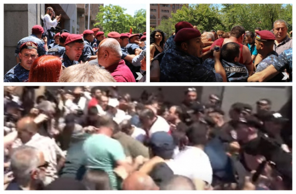 В результате действий полиции обстановка у третьего корпуса здания правительства Армении накалилась (видео)